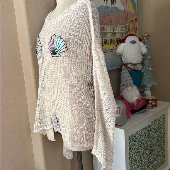 Wildfox White Label Shell Bra Distressed Sweater - Picture 4 of 7